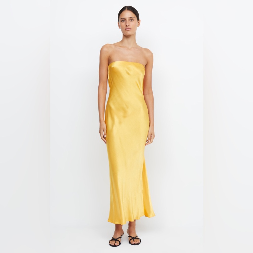 Bec & Bridge Moon Dance Strapless Dress in Mango